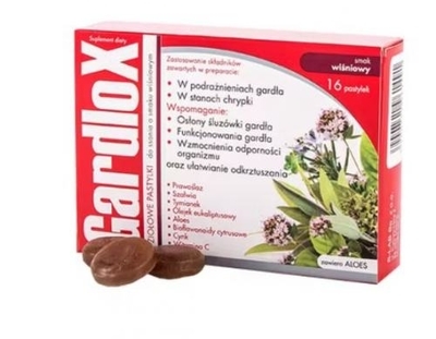 Zdjęcie Gardlox Ziołowe pastylki smak wiśni.16tabl
