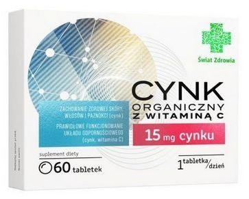 Zdjęcie ŚWIAT ZDROWIA Cynk organ.z wit.C 60 tabl.