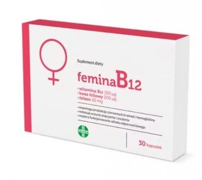 Zdjęcie FeminaB12 kaps. 30 kaps.