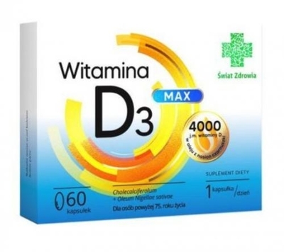 Zdjęcie Witamina D3 MAX 4000 jŚwiat Zdrowia 60kaps